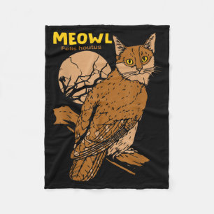 Katze Eule Mit Baum Und Vollmond Lustiges Geschenk Fleecedecke