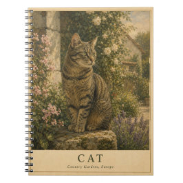 Katze Europäische Landgärten VINTAGE Notizblock