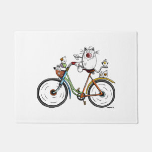 Katze fährt ein buntes Fahrrad - Katzen - Geschenk Fußmatte