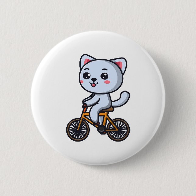 Katze fährt Fahrrad Katzen-Design-Geschenke für Fr Button (Vorderseite)