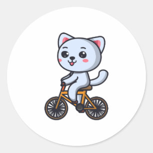 Katze fährt Fahrrad Katzen-Design-Geschenke für Fr Runder Aufkleber