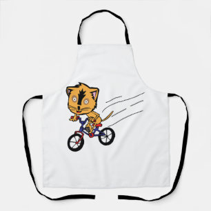 Katze fährt Fahrrad Schürze
