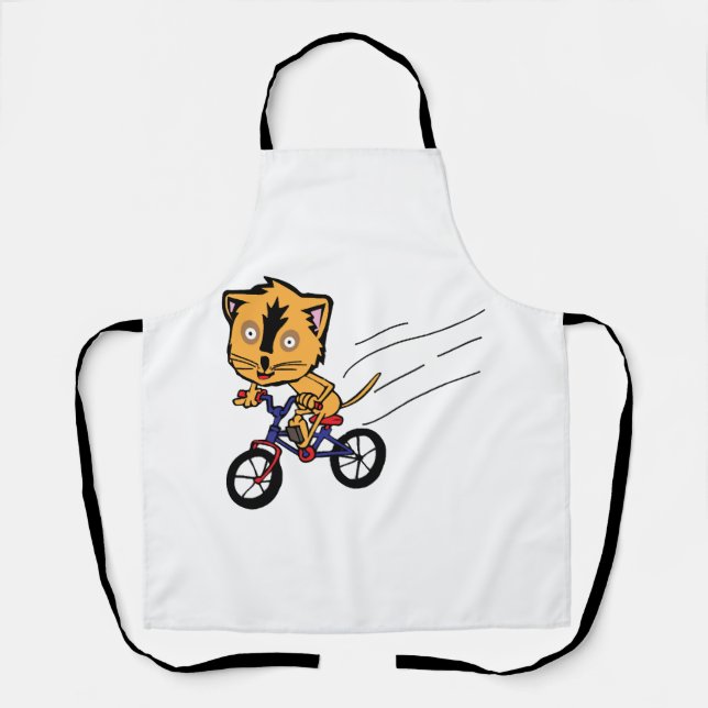 Katze fährt Fahrrad Schürze (Vorderseite)