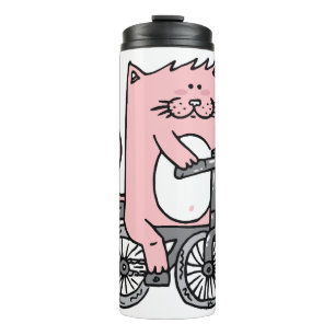 Katze fährt Fahrrad Thermosbecher