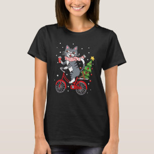 Katze fährt Fahrrad Weihnachten Pyjama Süß X Mas B T-Shirt