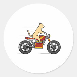 Katze fährt Motorrad Runder Aufkleber