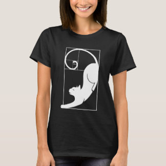 Katze Fibonacci Spirale Heilige Geometrie Verhältn T-Shirt