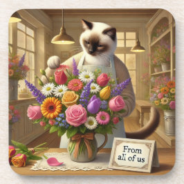 Katze Florist mit Blume für Cat Mama Muttertag Getränkeuntersetzer