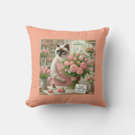 Katze Florist mit Blume für Cat Mama Muttertag Kissen