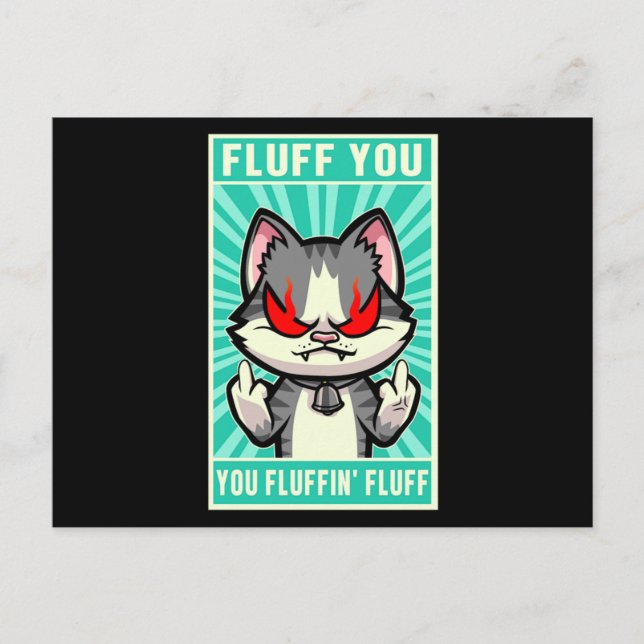 Katze Fluff You Middle Finger Kitten Kitty Pet Ges Postkarte (Vorderseite)