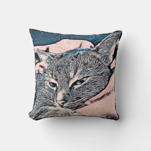 Katze, Foto, Haustiere, lustige Katze, pastellfarb Kissen