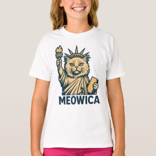 Katze Freiheit Meowica Patriotische Feline Freihei T-Shirt
