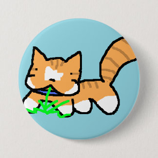 Katze frisst Gras Button