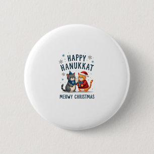 Katze Frohe Weihnachten Glückliches Chanukka Jüdis Button