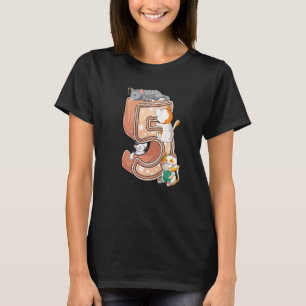 Katze Fünfte 5. Geburtstagsfeier Fünf 5 Jahre Alte T-Shirt