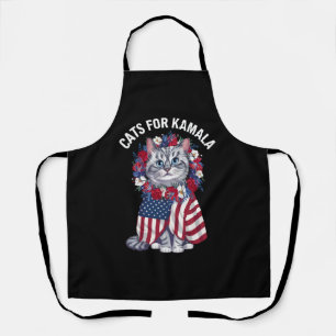 Katze für Kamala Katze Blumen Amerikanische USA-Fl Schürze