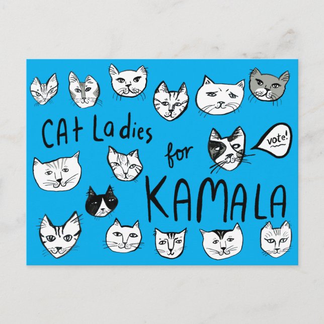 KATZE FÜR Niedliche ABSTIMMUNG IN KAMALA Postkarte (Vorderseite)