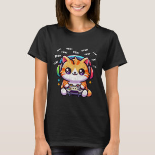 Katze Gamer Pew Lustiges Video Spiele Vintage Jung T-Shirt