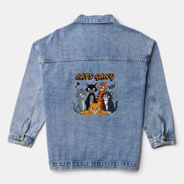 Katze-Gang Jeansjacke (Rückseite)
