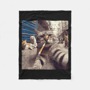 Katze Gangster Straßenkatzen Selfie Lustiges Meme Fleecedecke