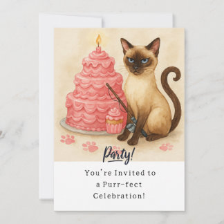 Katze Geburtstagsparty Einladungskarte