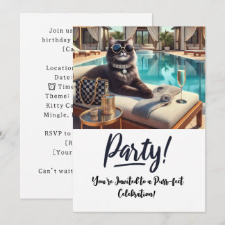 Katze Geburtstagsparty Einladungskarte