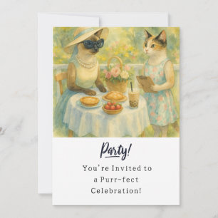 Katze Geburtstagsparty Einladungskarte