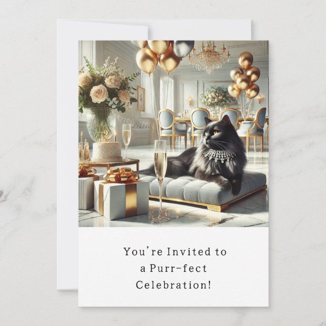 Katze Geburtstagsparty Einladungskarte (Vorderseite)