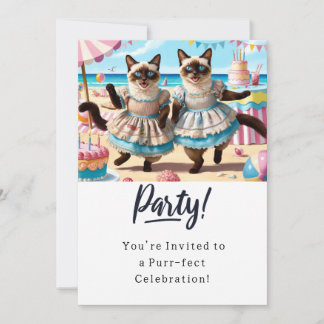 Katze Geburtstagsparty Einladungskarte