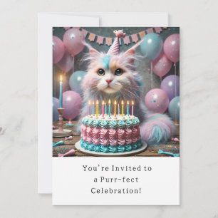 Katze Geburtstagsparty Einladungskarte