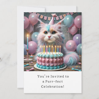 Katze Geburtstagsparty Einladungskarte