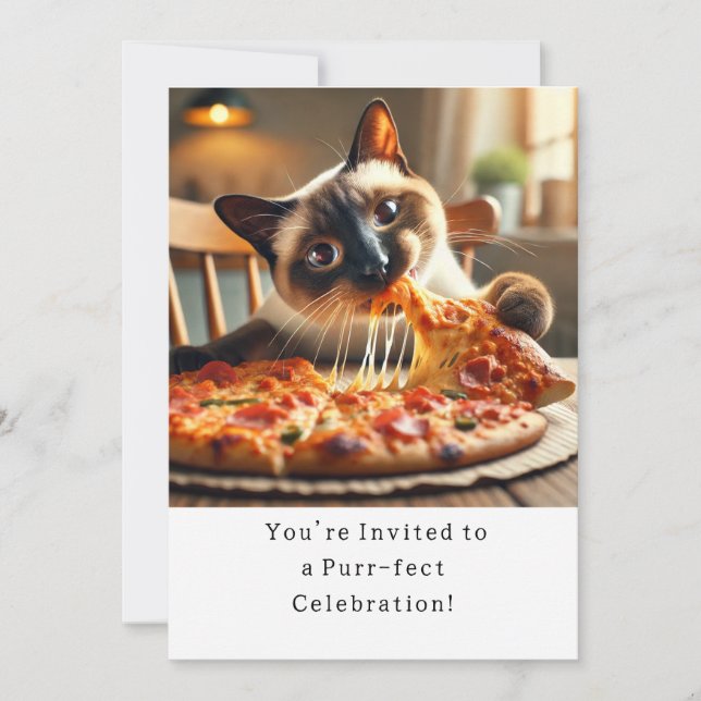 Katze Geburtstagsparty Einladungskarte (Vorderseite)