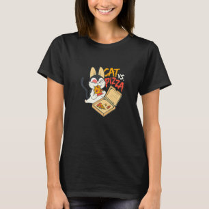 Katze gegen leckere Pizza Italienisches Gericht Pi T-Shirt