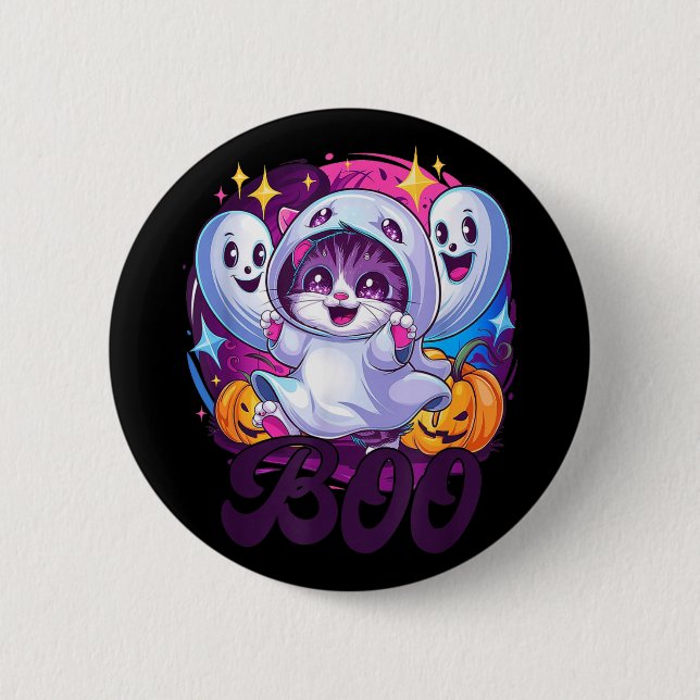 Katze Geist Boo  Button (Vorderseite)