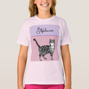 Katze Getigert Pastell Katzen Mädchen Rose Rosa Ha T-Shirt