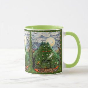 KATZE-GHOSTEN IN NEUN LEBENS FRIEDHOF, SPOOKY FOLK TASSE