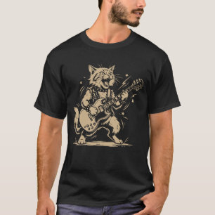 Katze Gitarre Musikliebhaber Cartoon-Tier-Design T-Shirt