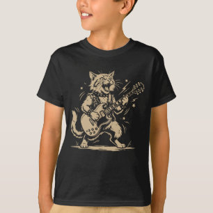 Katze Gitarre Musikliebhaber Cartoon-Tier-Design T-Shirt