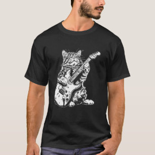 Katze Gitarrist Gitarre - Manx Vater Mutter T-Shirt