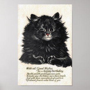 Katze Glücklicher Geburtstag Karte, Louis Wain Poster