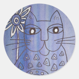 "Katze Got die Blues" Runder Aufkleber