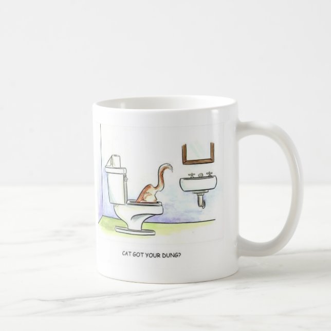 Katze Got Dung? Funny Cartoon Spaß Kaffeetasse (Rechts)