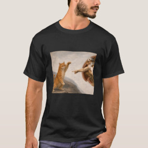 Katze Gott Schöpfung des Adam Meme - Katzenliebhab T-Shirt