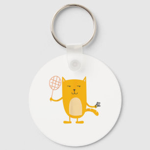 Katze Grafik Badminton Spieler Shuttle Sport Smash Schlüsselanhänger