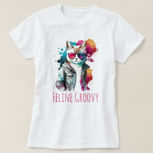 Katze Groovy Katze in Sonnenbrille Personalisieren T-Shirt