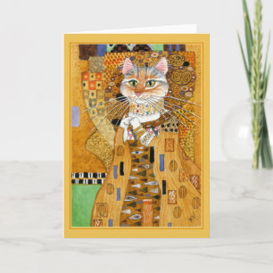 Katze Gustav Klimt niedliche Spoof-Grußkarte Karte