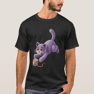 Katze Häkeln Garn Häkeln Häkelnder Stricker T-Shirt