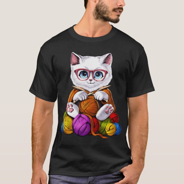 Katze häkelt T-Shirt (Vorderseite)