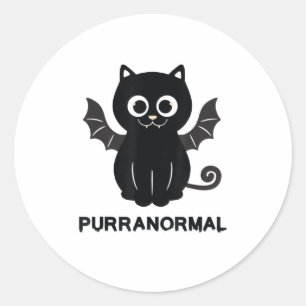 Katze Halloween Bat Purranormales paranormales Aut Runder Aufkleber