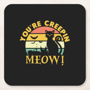 Katze Halloween du bist Creepin Meow Rechteckiger Pappuntersetzer